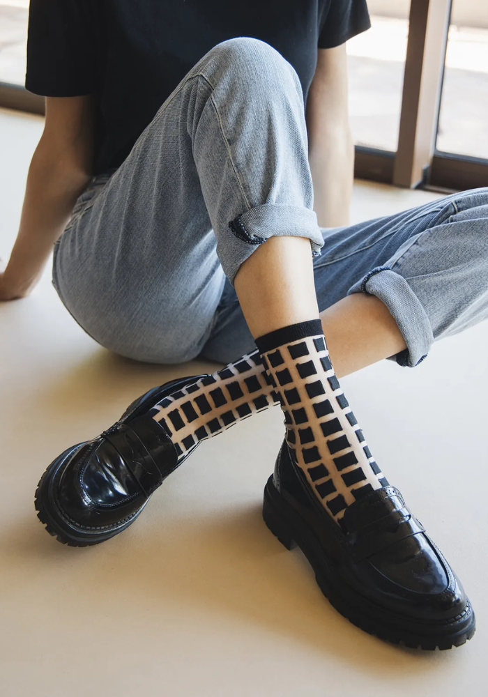 Chaussettes Transparentes Ginza Noir - Atelier Saint Eustache