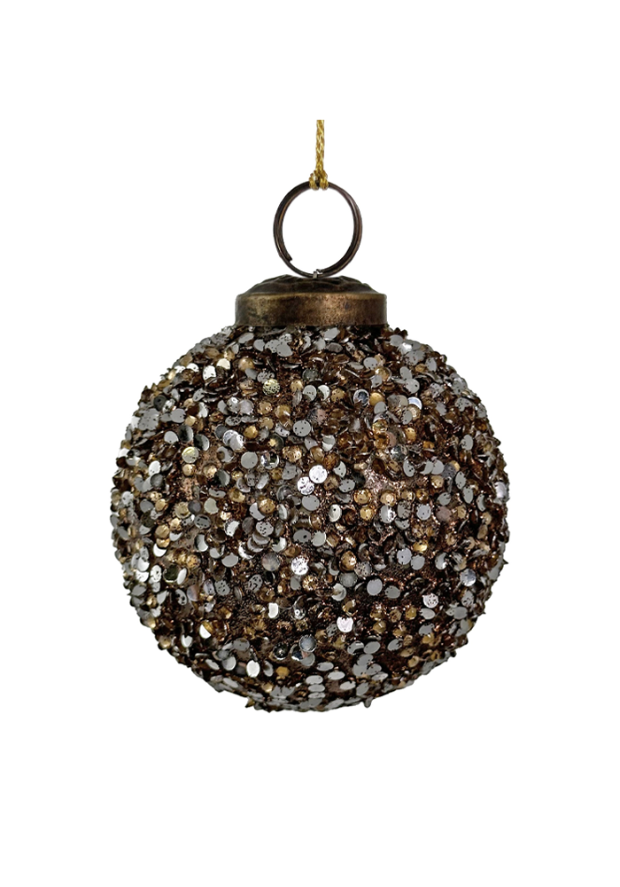 Boule De Noël Paillettes Cuivrées