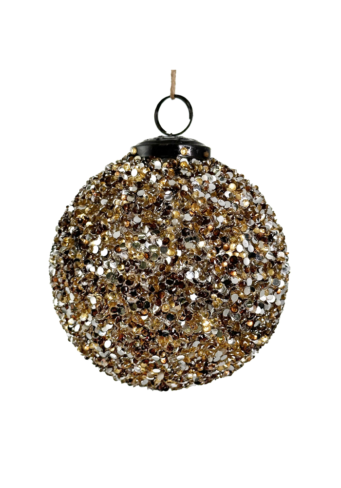 Boule De Noël Paillettes Dorées Et Argentées - Blush Sélection Décoration