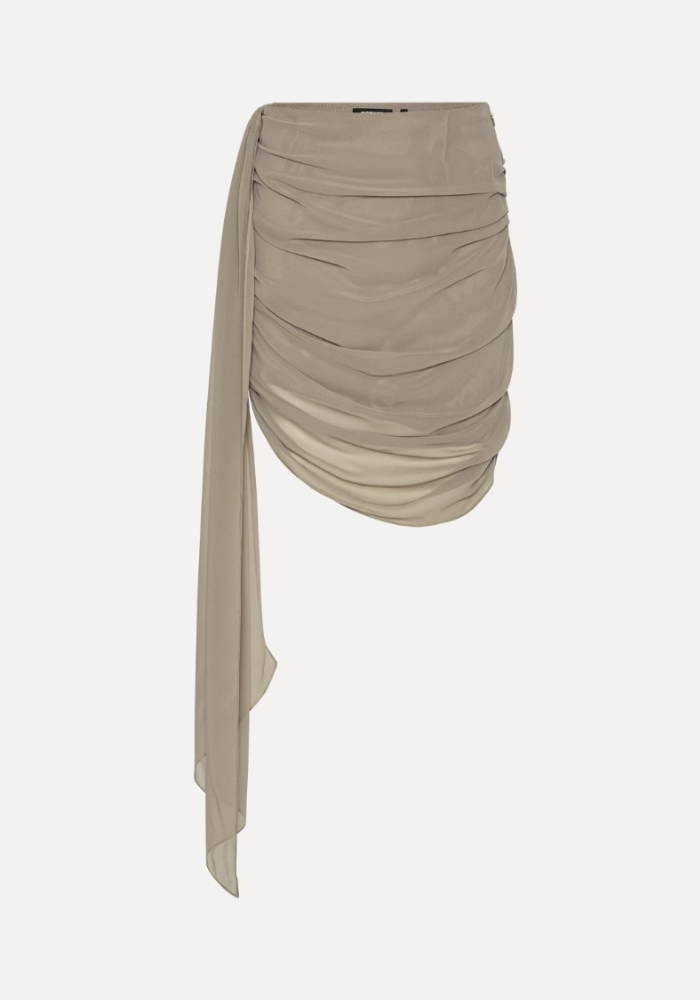 Jupe Chiffon Draped Taupe - Rotate