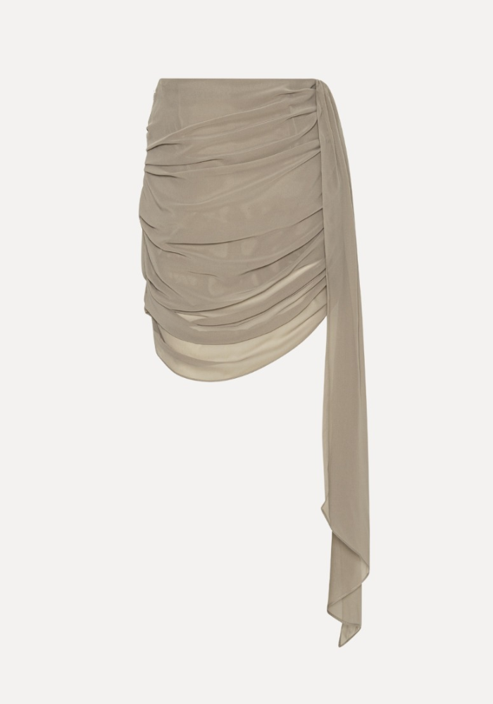 Jupe Chiffon Draped Taupe - Rotate