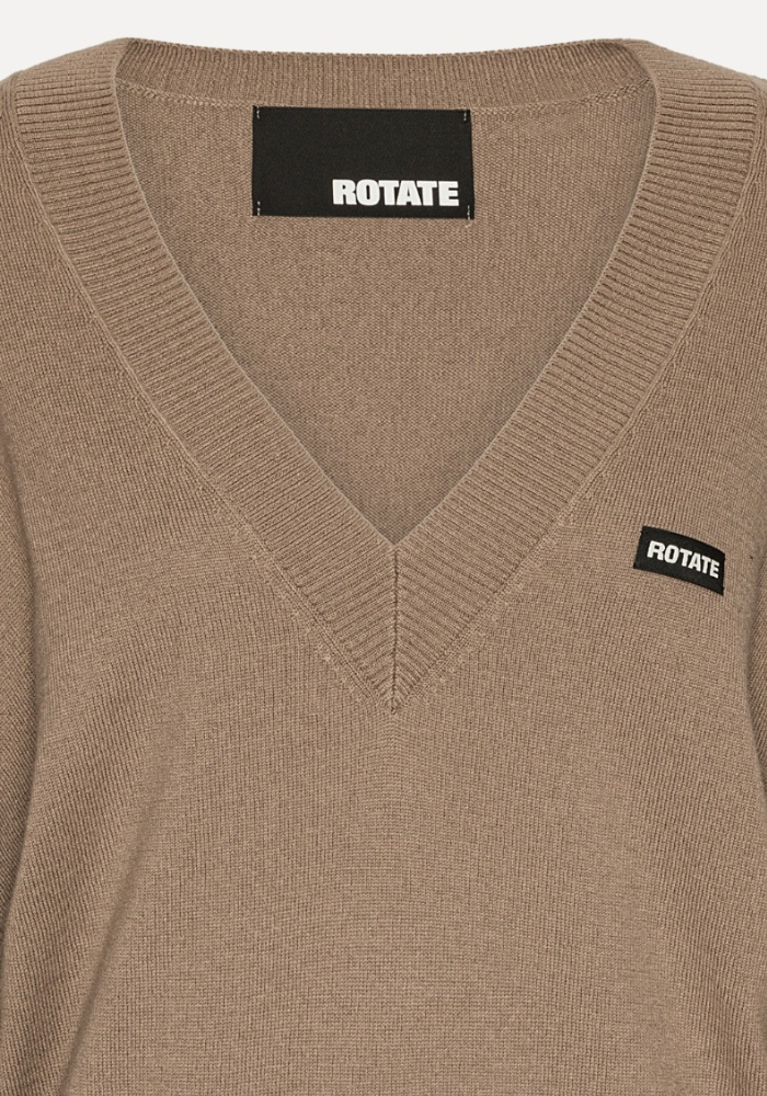 Knit V-neck Sweater Brown - Rotate Birgerchristensen