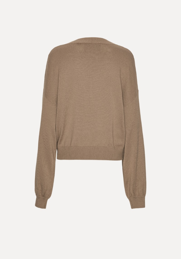 Knit V-neck Sweater Brown - Rotate Birgerchristensen