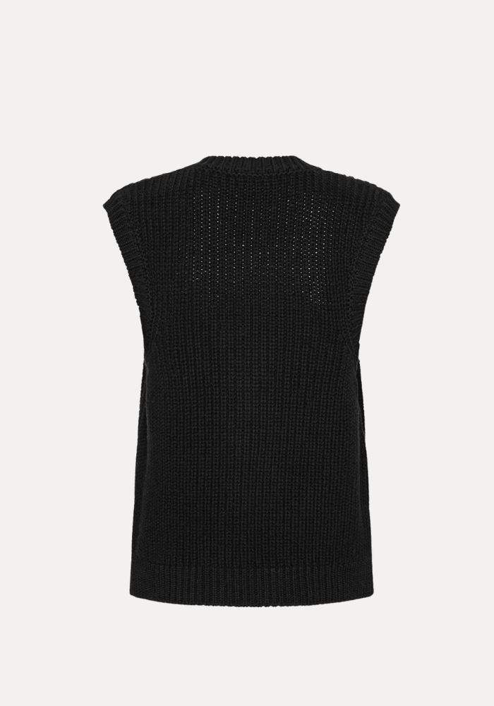 Knit V-neck Vest Black - Rotate