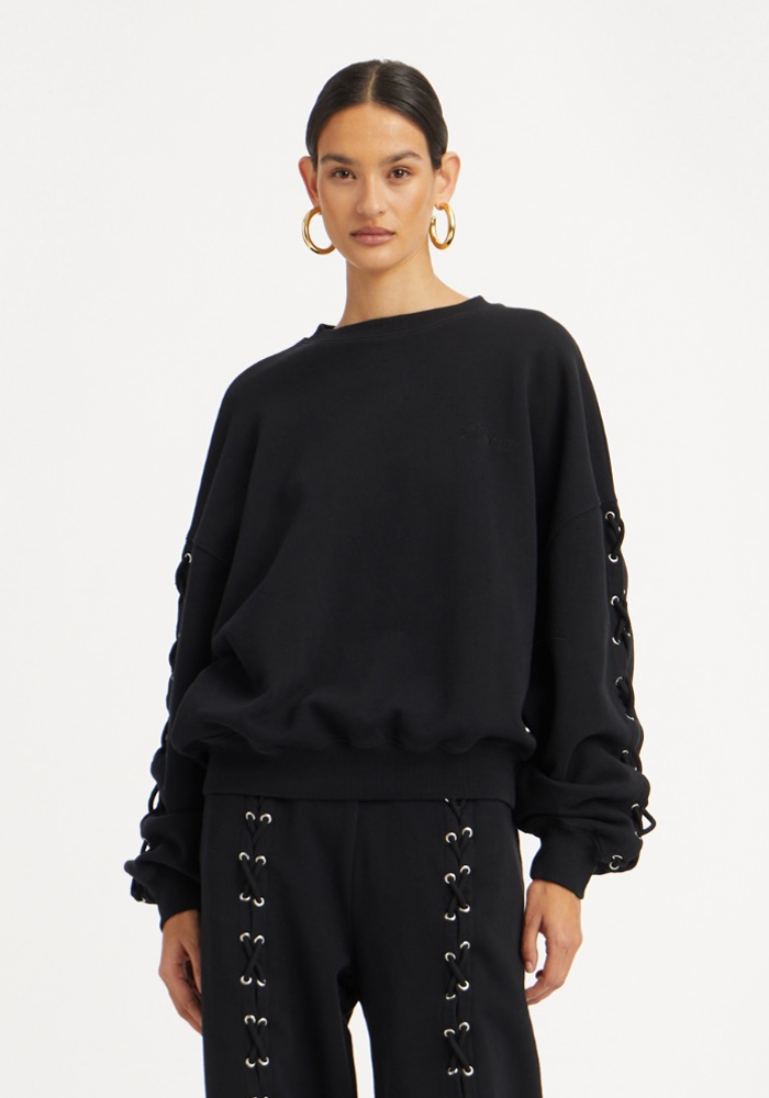 Sweat Lacing Crewneck Noir - Rotate