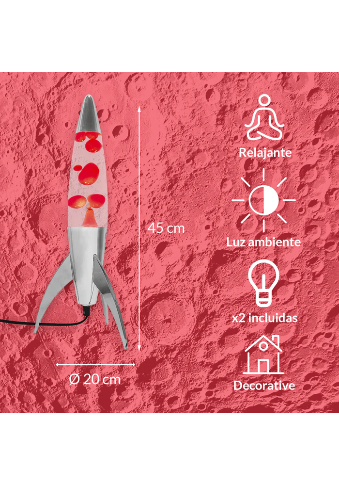 Lampe À Lave Rocket Rouge - Blush Sélection Décoration