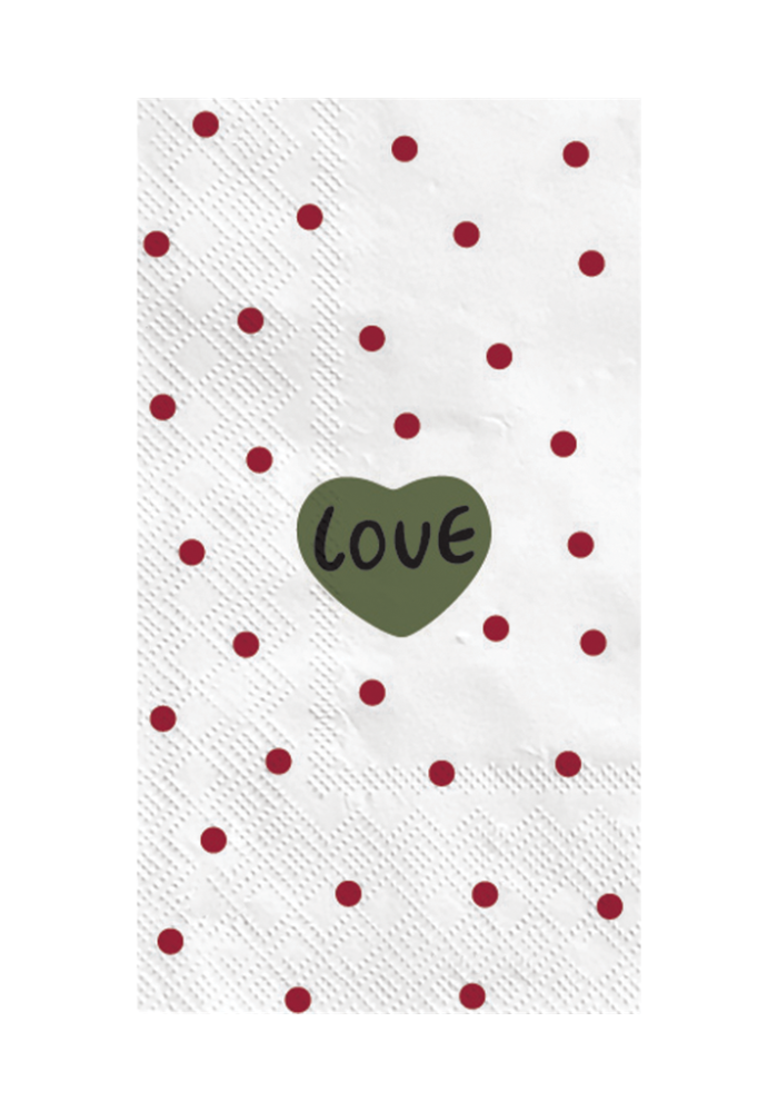Lot De 15 Serviette Rectangle Coeur Love Kaki - Opjet