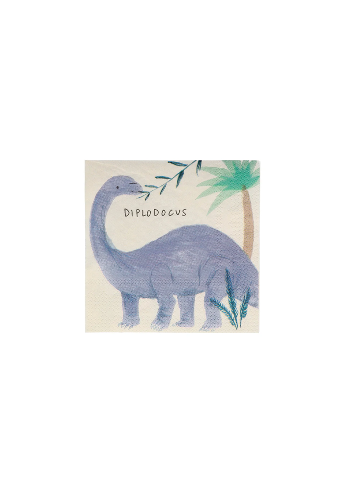 Lot De 16 Serviettes Dinosaures Petit Modèle - Meri Meri