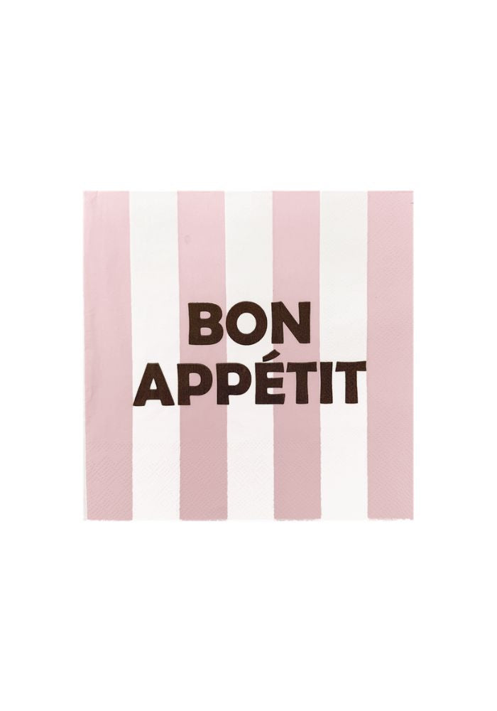 Lot De 20 Serviette Papier Bon Appetit Rayure Rose - Opjet