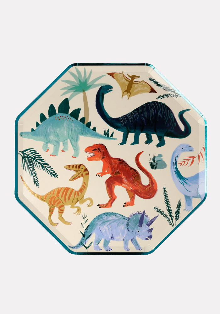 Lot De 8 Grandes Assiettes Dinosaures - Meri Meri