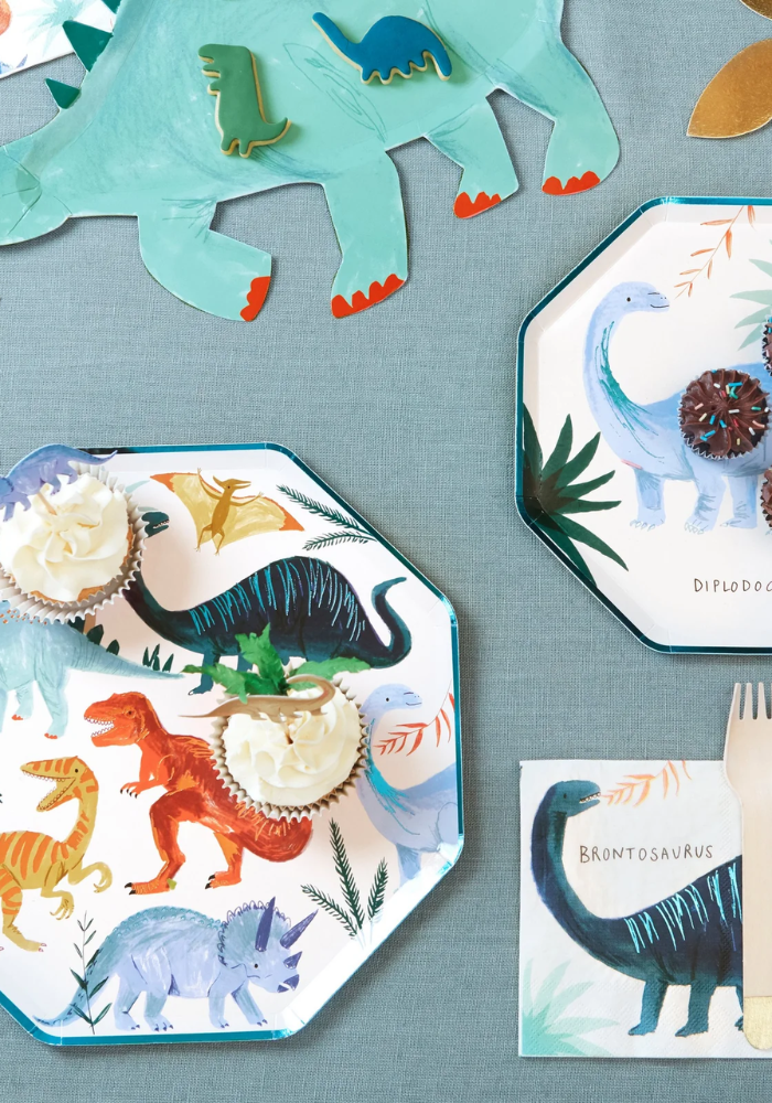 Lot De 8 Grandes Assiettes Dinosaures - Meri Meri