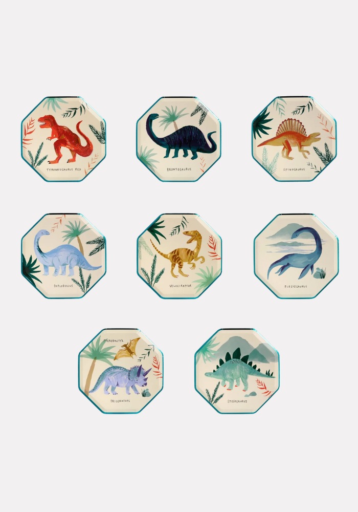 Lot De 8 Petites Assiettes Dinosaures - Meri Meri