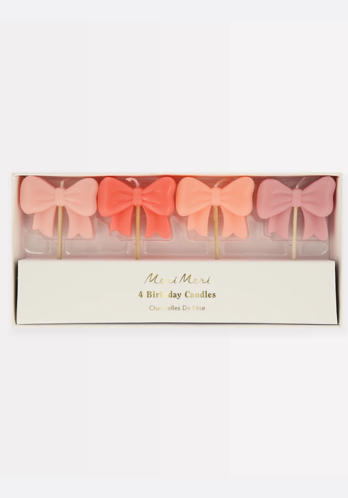 Lot de 4 Bougies En Forme De Noeuds Roses - Meri Meri