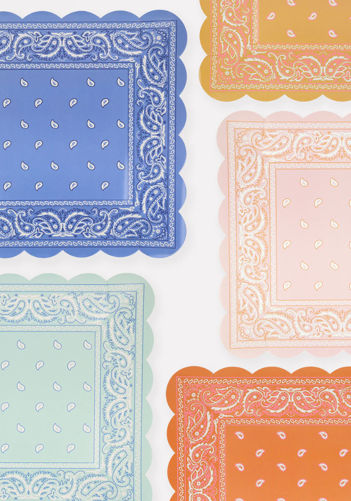 Lot de 8 Assiettes Carrés Bandana - Meri Meri