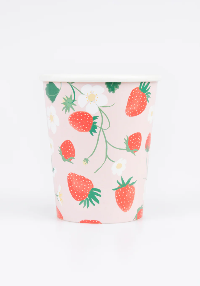 Lot de 8 Gobelets Motifs Fraise - Meri Meri