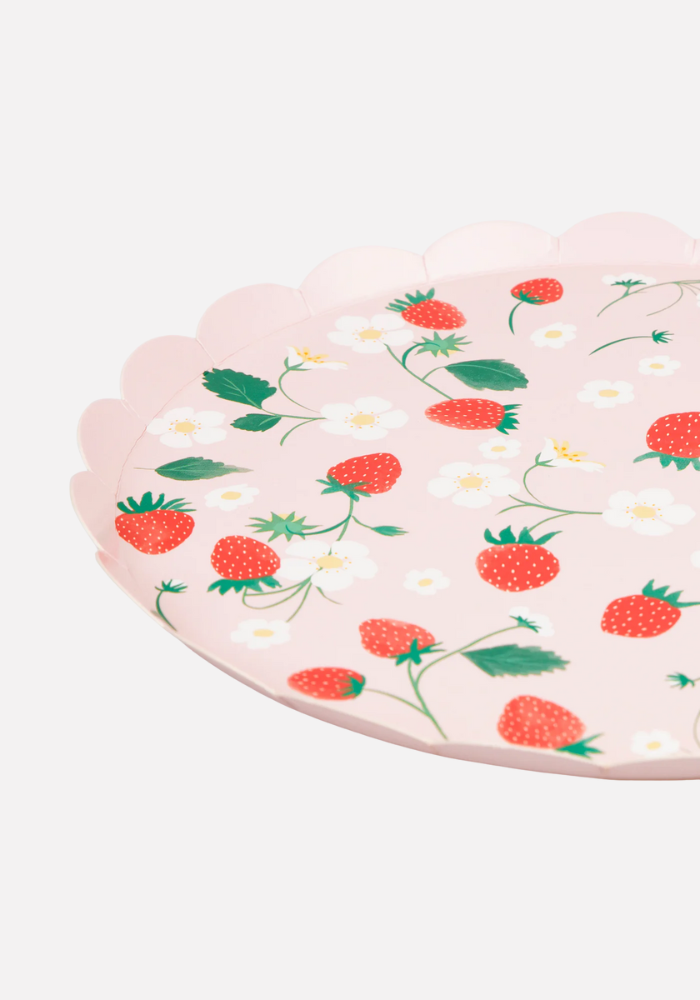 Lot de 8 Grandes Assiettes Papier Fraise - Meri Meri
