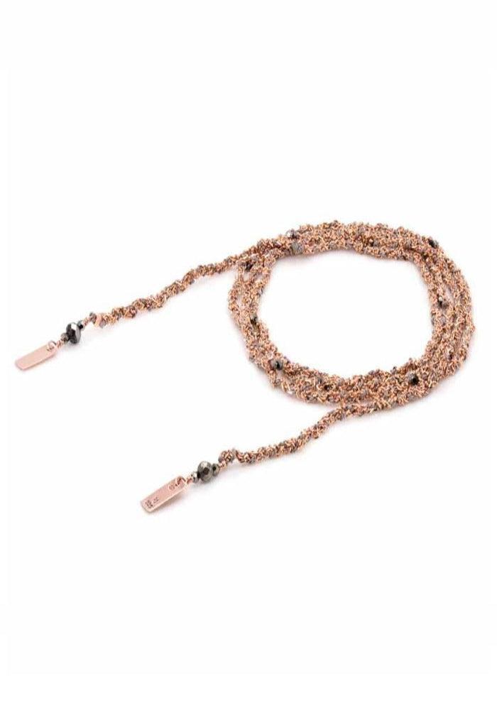 Collier Tressé Rose Gold Et Gris - Marie-Laure Chamorel