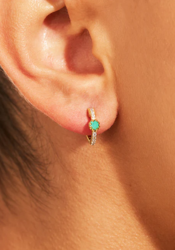 Mini Créoles Rive Doré Turquoise - Be Maad