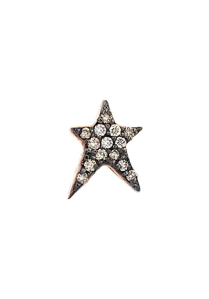 Boucle D'Oreille Mini Pave Struck Star Diamants Champagne - Kismet By Milka