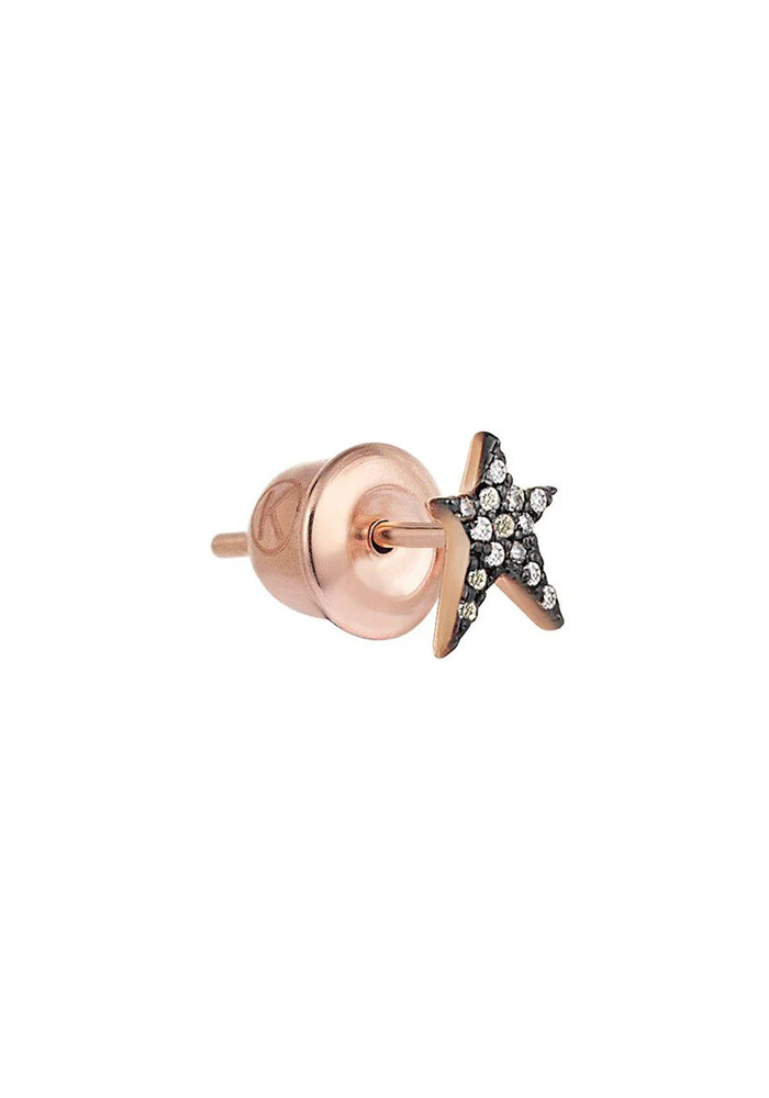 Boucle D'Oreille Mini Pave Struck Star Diamants Champagne - Kismet By Milka