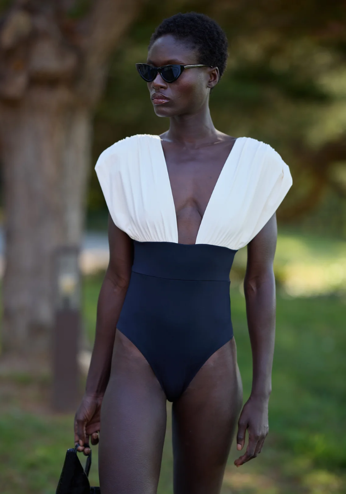 Maillot Monceau Une Pièce Noir Et Blanc - Maio Paris