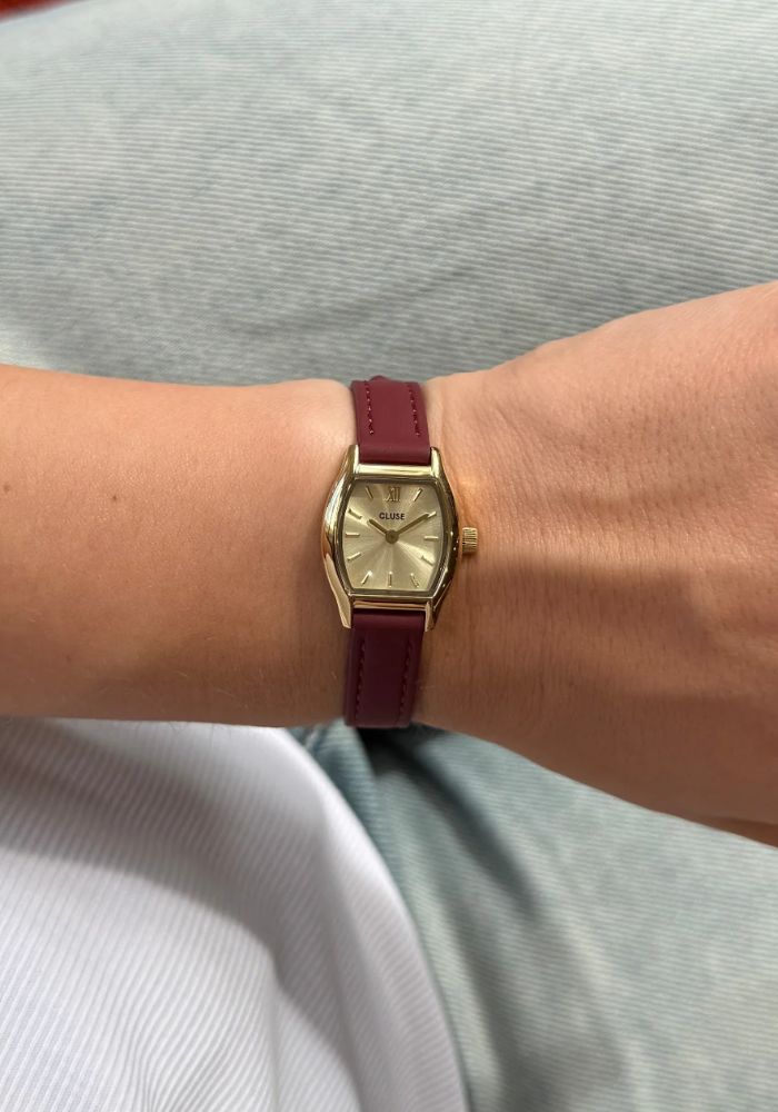 Montre Tonnette Mini Watch Leather Red Gold Colour - Cluse