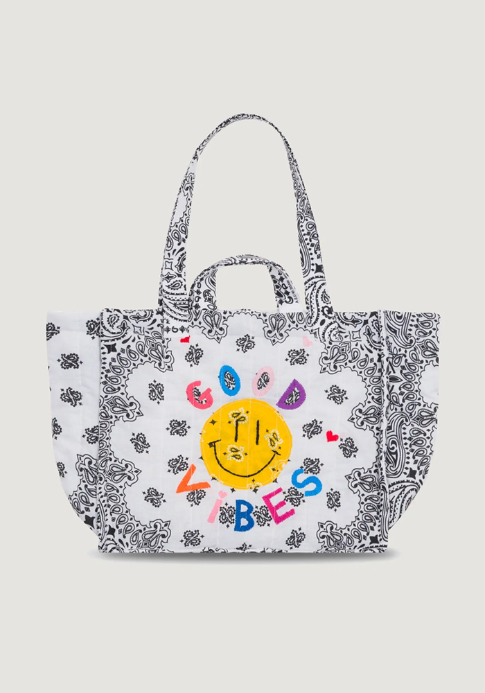 Sac Moyen Cabas Good Vibes All White - Call It By Your Name