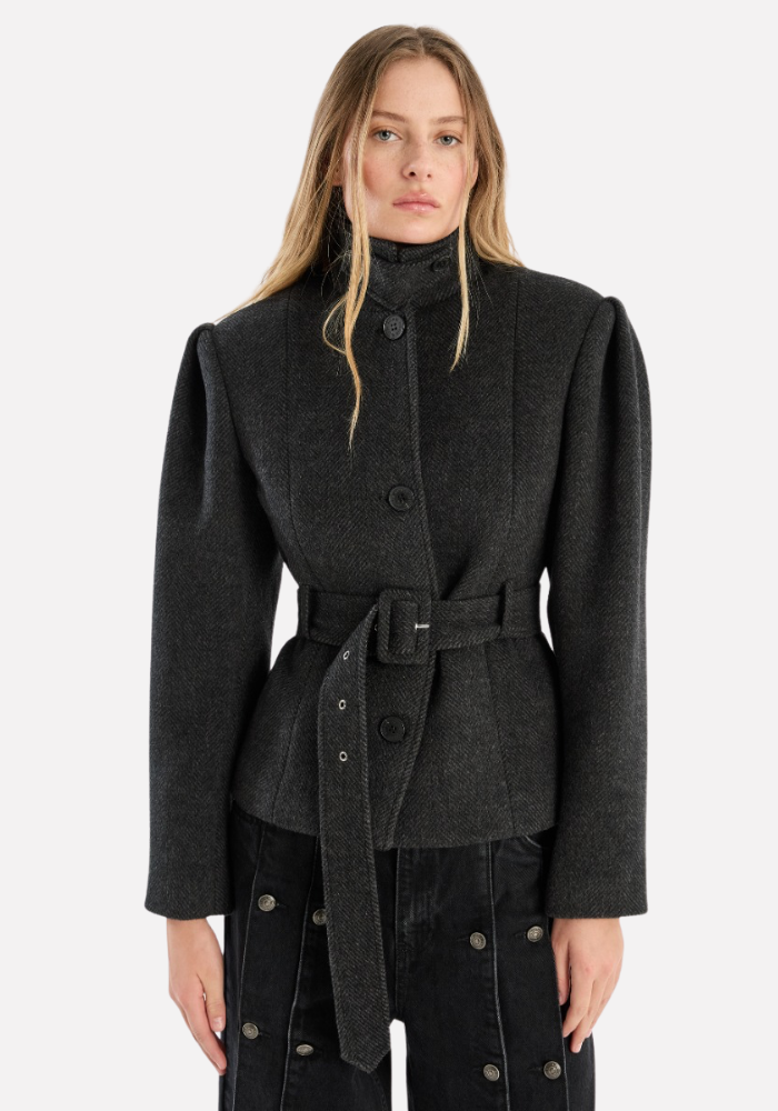 Veste Ceinturé Oversize Grise - Rotate 