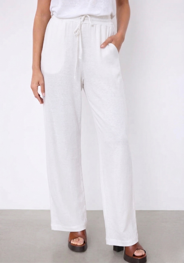 Pantalon En Lin Satine Blanc - Notshy