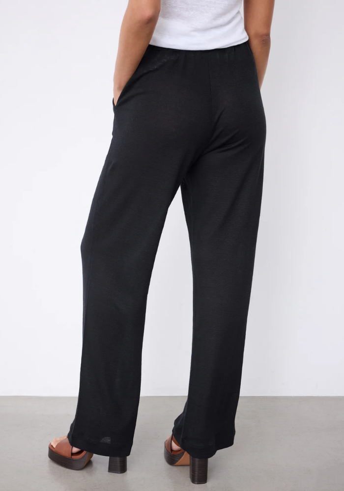 Pantalon En Lin Satine Noir - Notshy 