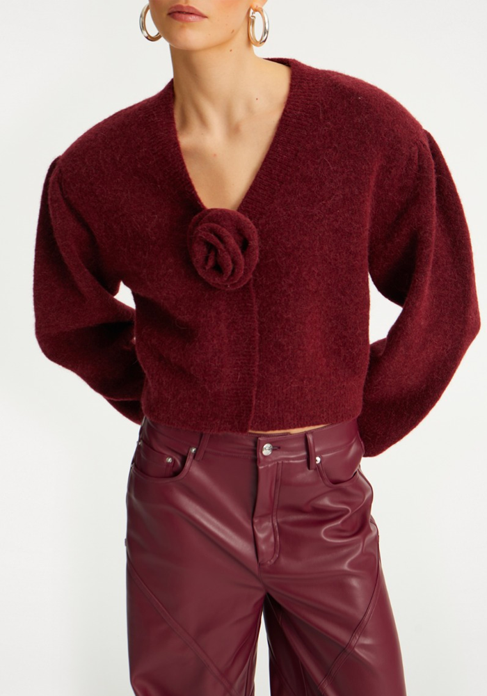 Pantalon Similicuir Large Bordeaux - Rotate