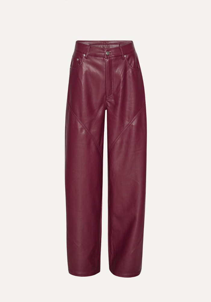 Pantalon Similicuir Large Bordeaux - Rotate