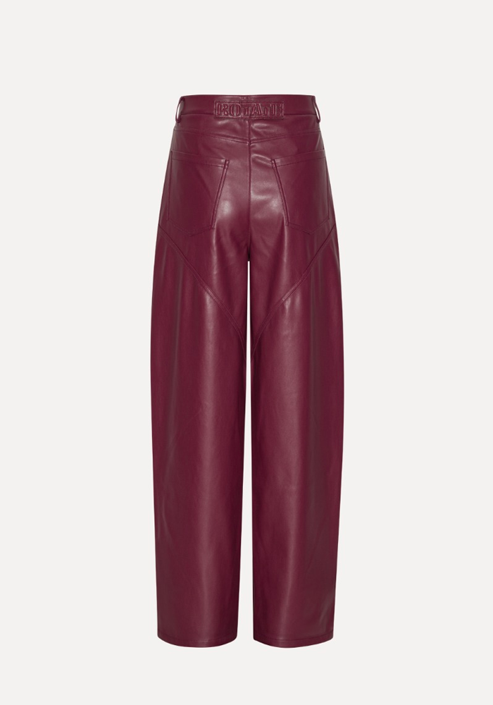 Pantalon Similicuir Large Bordeaux