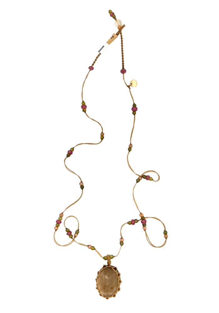 Collier Pendentif Tibétain Smoky Quartz - Sélectionné par Blush