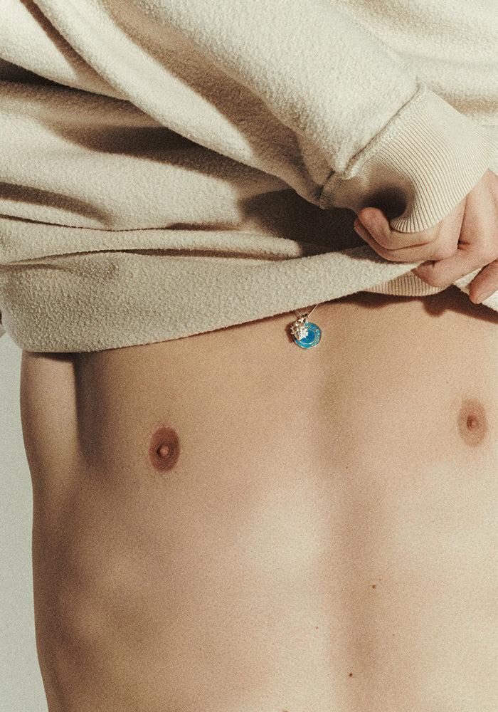 Pendentif Hydra En Argent Et Résine Bleue