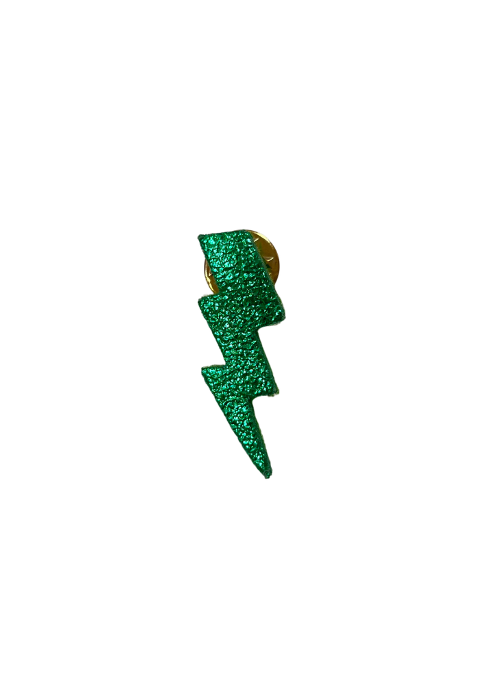 Pin's Éclair Cuir Irisé Vert - Les Cleias