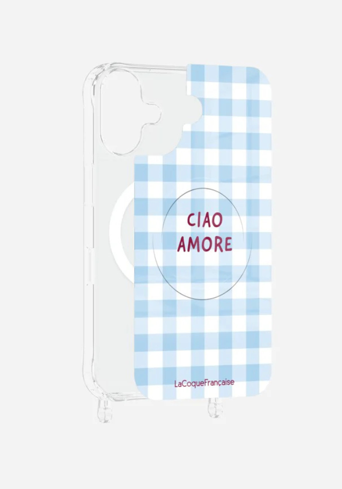 Plaque Magnétique Iphone Vichy Bleu Ciao Amore - La coque Française