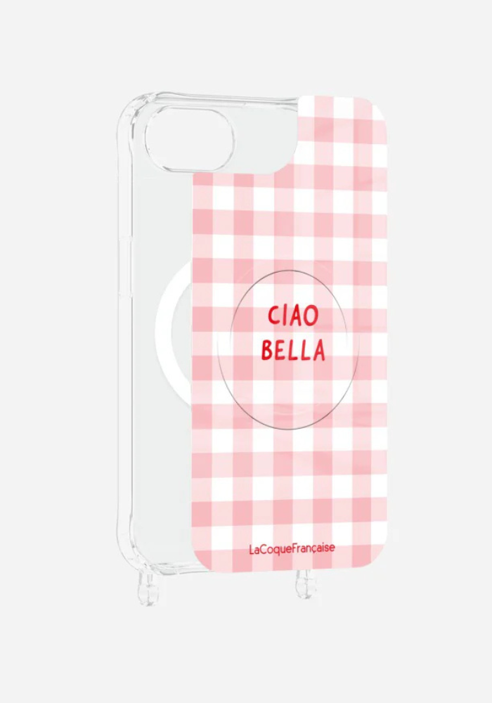 Plaque Magnétique Iphone Vichy Rose Ciao Bella - La Coque Française