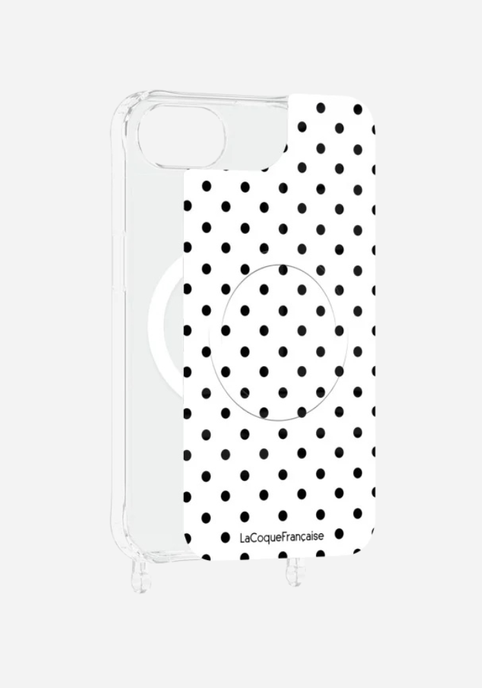Plaque Magnetique Iphone Pois Noir la coque francaise