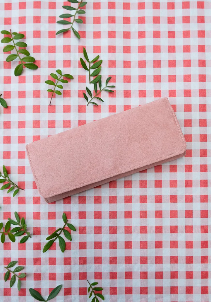 Pochette À Bijoux De Voyage Catherine En Velours Rose - Sélectionné par Blush