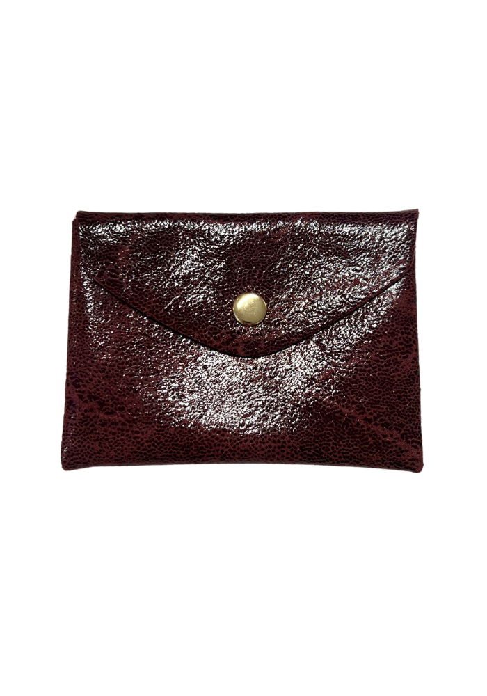 Porte-Cartes Origami Enveloppe Cuir Vintage Bordeaux - Les Cleias
