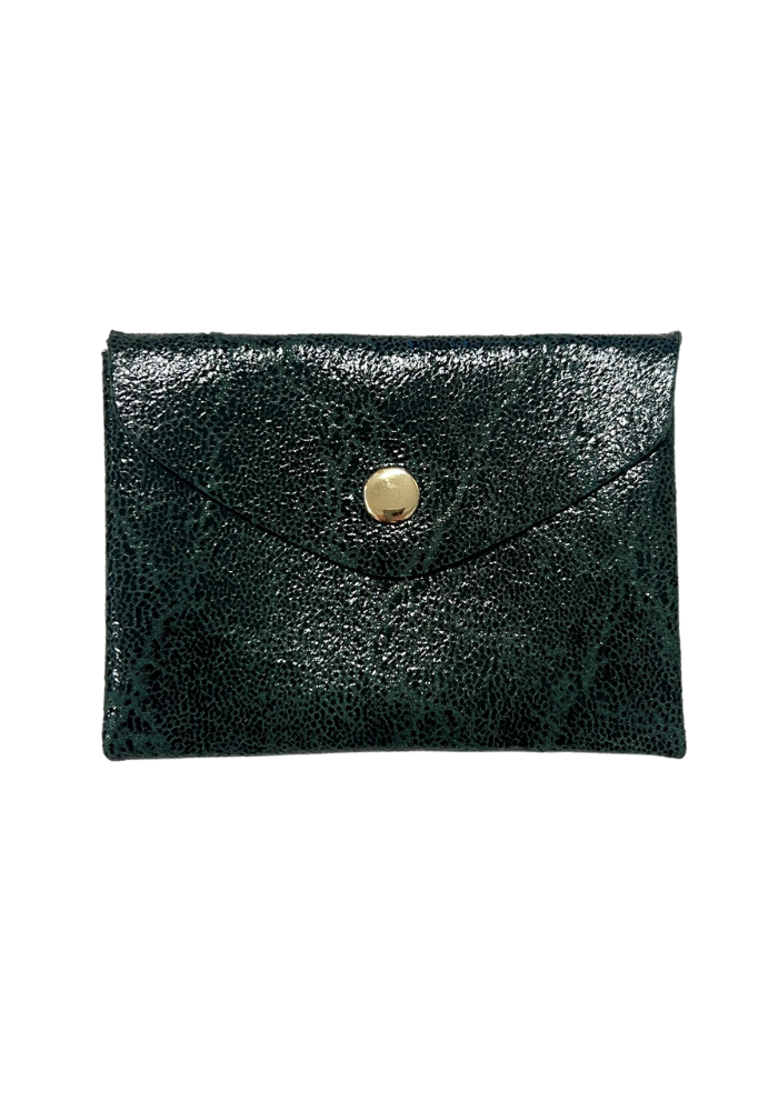 Porte-Cartes Origami Enveloppe Cuir Vintage Vert Foncé - Les Cleias