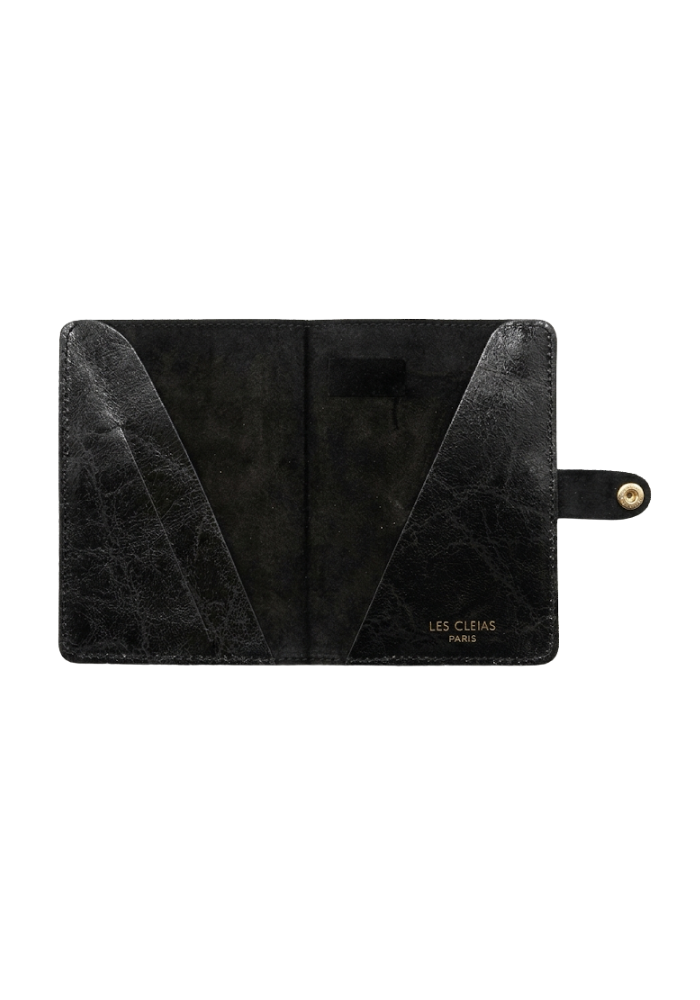 Porte-Passeport Vith Cuir Vintage Noir - Les Cleias