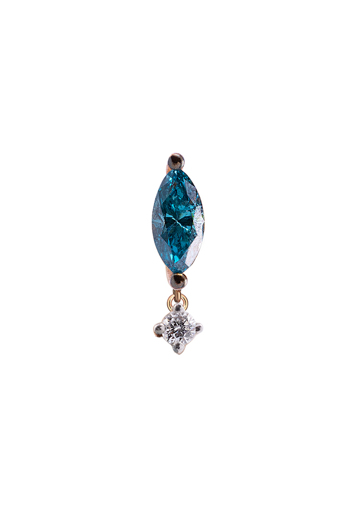 Boucle D'Oreille Diamant Bleu Marquise - Kismet By Milka