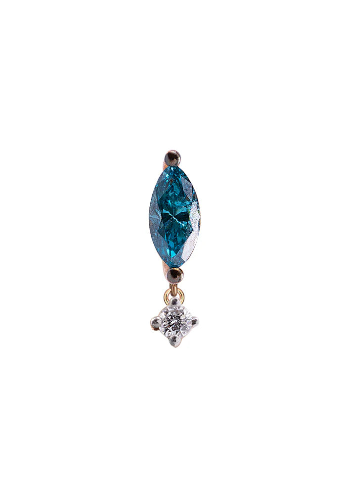 Boucle D'Oreille Diamant Bleu Marquise - Kismet By Milka