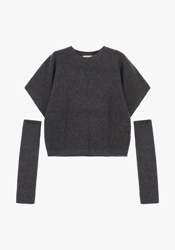 Pull Oversize Manches Courtes Et Mitaines Assorties Anthracite - Dixie