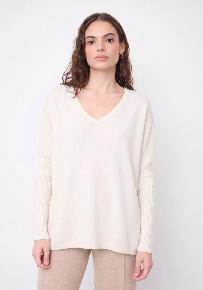 Pull Poncho Cachemire Faustine Écru