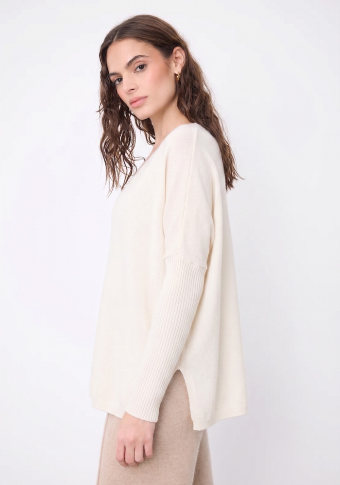 Pull Poncho Cachemire Faustine Écru