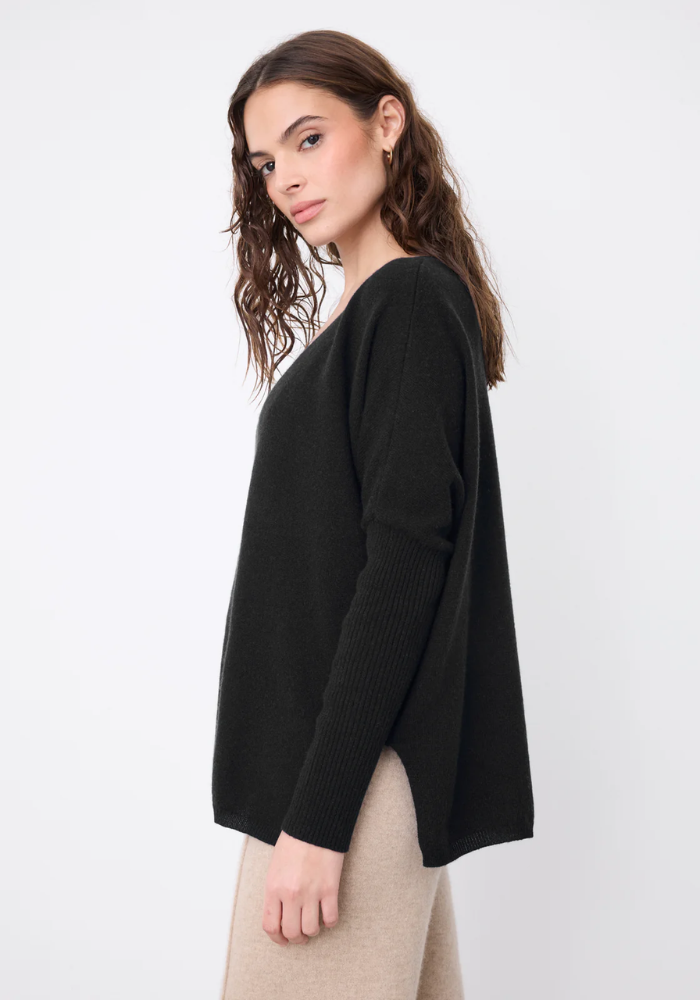 Pull Poncho Cachemire Faustine Noir - Notshy