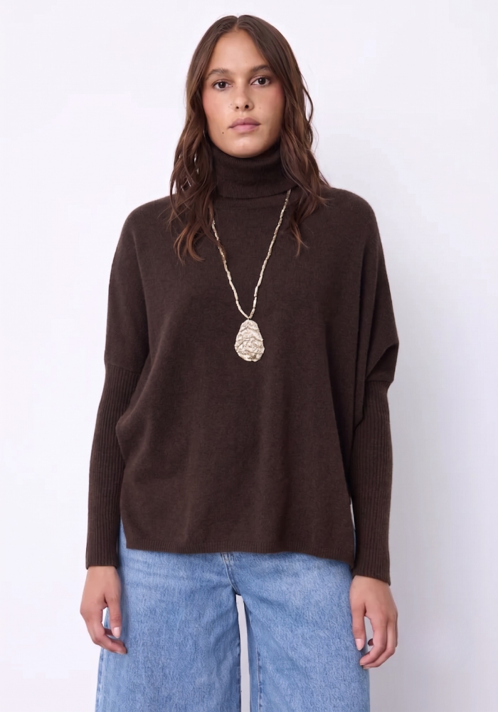 Pull Poncho Cachemire Margareth Cacao - Notshy